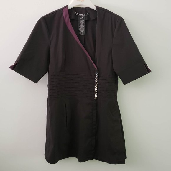 NOEL ASMAR - black and purple scrub tunic - Size XS - Picture 1 of 8